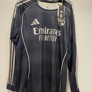 Adidas Gray Real Madrid Long Sleeve Jersey XL